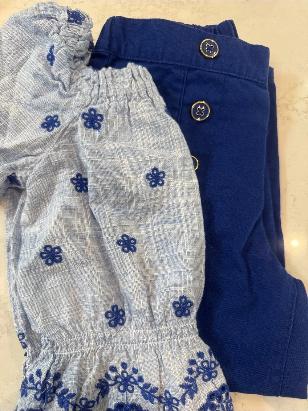 Gymboree Light Blue Embroidered Peplum Top with matching pants